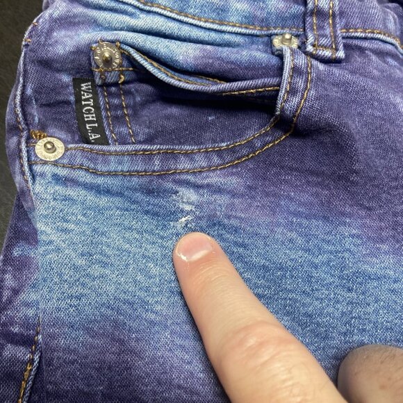 Vintage Watch LA Woman Size 28 High Waist Jeans Skinny Tie Dye 90s Stretch USA - Picture 8 of 8